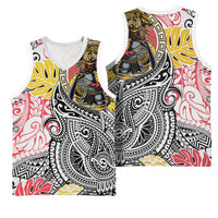 Japanese Samurai Warrior Basketball Jersey Colorful Polynesian Tattoo Style - Polynesian Pride
