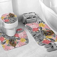 Japanese Samurai Warrior Bathroom Set Colorful Polynesian Tattoo Style - Polynesian Pride