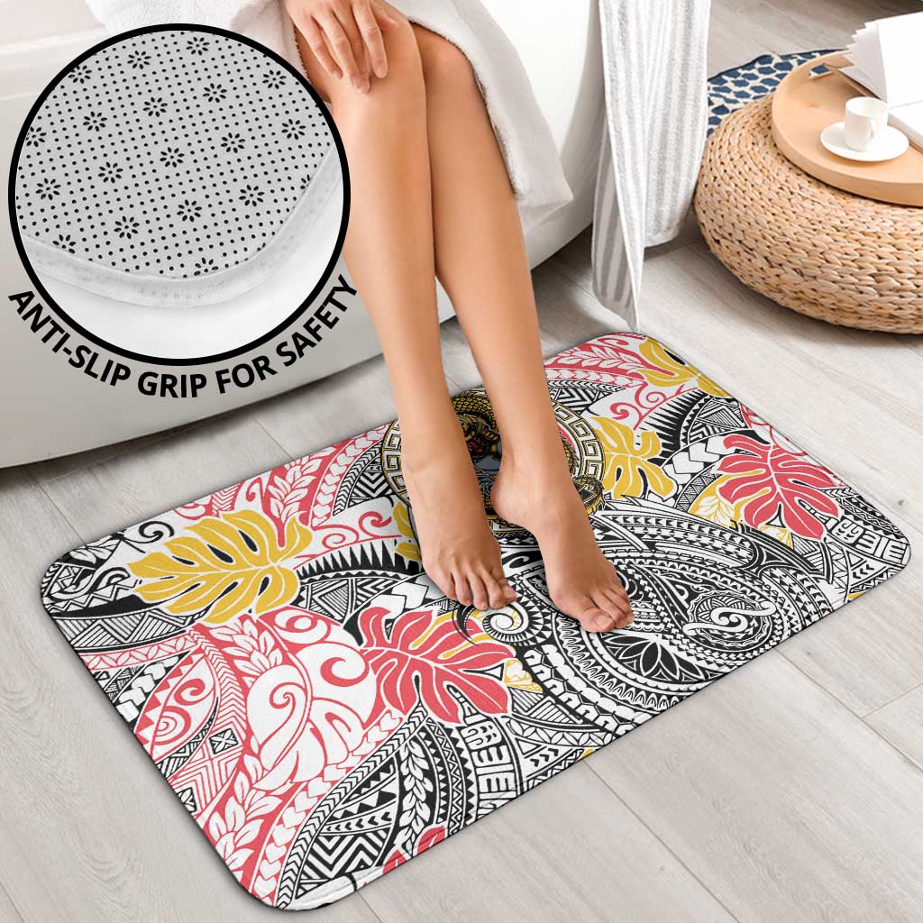 Japanese Samurai Warrior Bathroom Set Colorful Polynesian Tattoo Style - Polynesian Pride