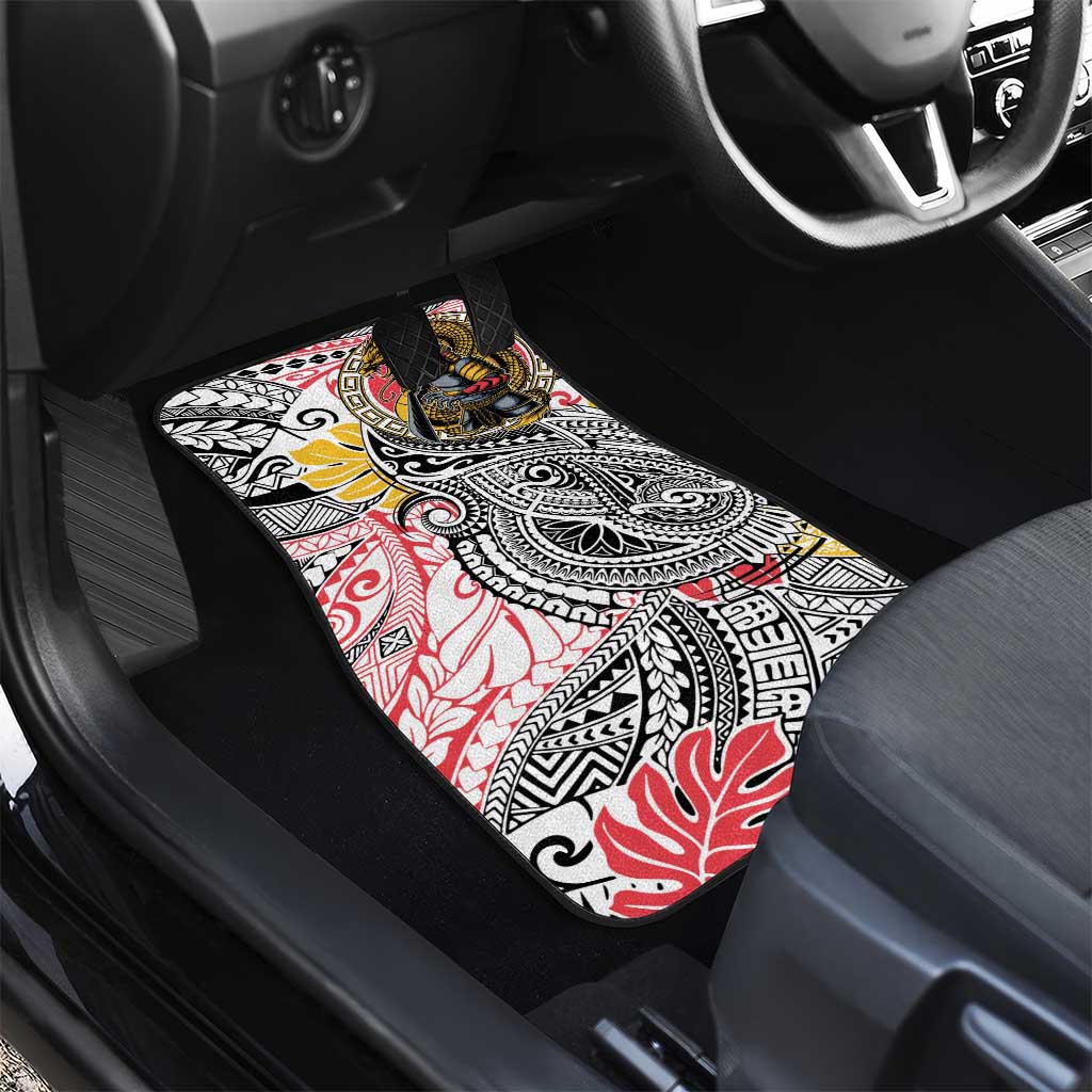 Japanese Samurai Warrior Car Mats Colorful Polynesian Tattoo Style