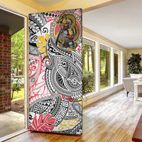 Japanese Samurai Warrior Door Cover Colorful Polynesian Tattoo Style - Polynesian Pride