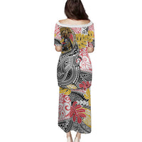 Japanese Samurai Warrior Family Matching Puletasi and Hawaiian Shirt Colorful Polynesian Tattoo Style