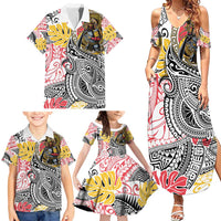 Japanese Samurai Warrior Family Matching Summer Maxi Dress and Hawaiian Shirt Colorful Polynesian Tattoo Style