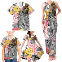 Japanese Samurai Warrior Family Matching Tank Maxi Dress and Hawaiian Shirt Colorful Polynesian Tattoo Style