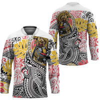 Japanese Samurai Warrior Hockey Jersey Colorful Polynesian Tattoo Style - Polynesian Pride