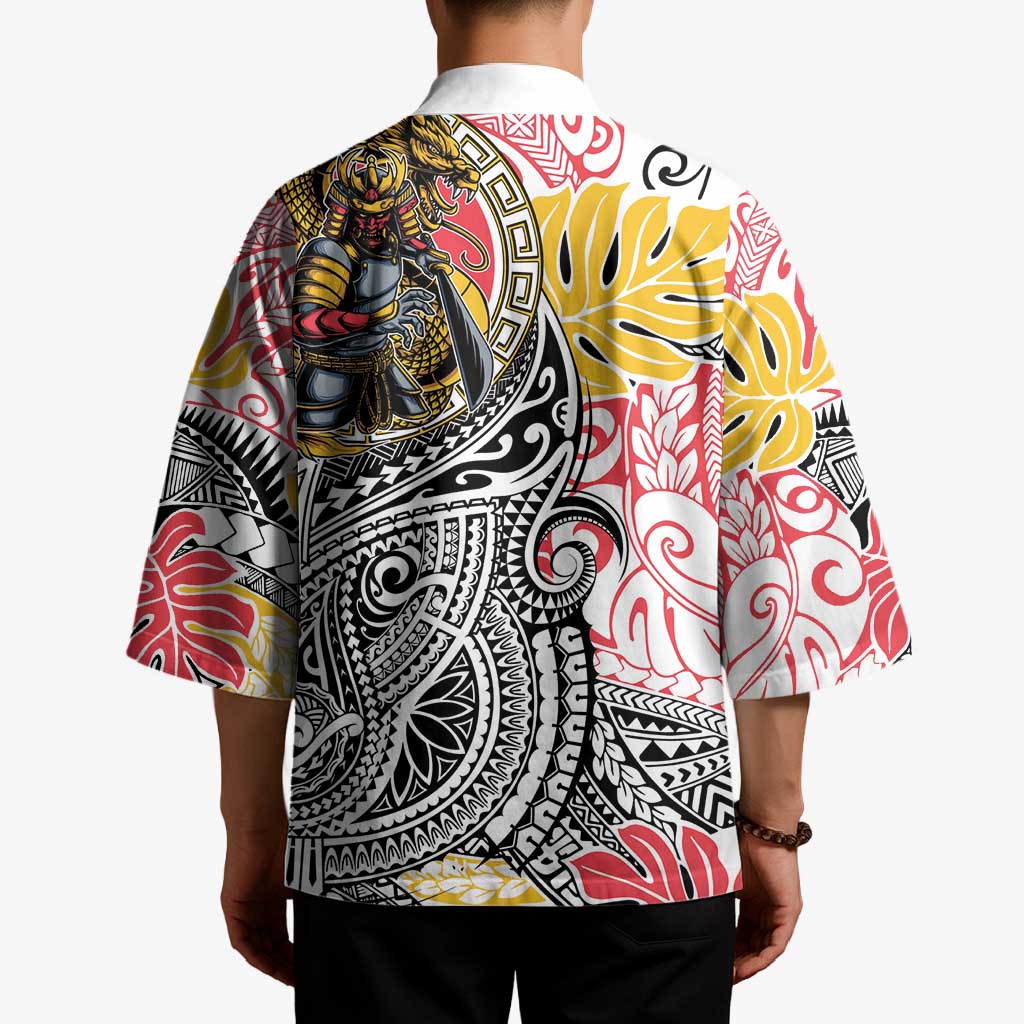 Japanese Samurai Warrior Kimono Colorful Polynesian Tattoo Style - Polynesian Pride