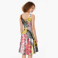 Japanese Samurai Warrior Midi Dress Colorful Polynesian Tattoo Style - Polynesian Pride