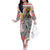 Japanese Samurai Warrior Off The Shoulder Long Sleeve Dress Colorful Polynesian Tattoo Style