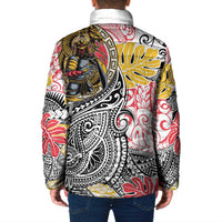Japanese Samurai Warrior Padded Jacket Colorful Polynesian Tattoo Style - Polynesian Pride
