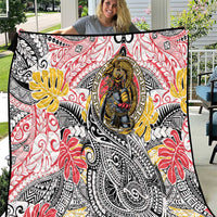 Japanese Samurai Warrior Quilt Colorful Polynesian Tattoo Style LT9 White - Polynesian Pride