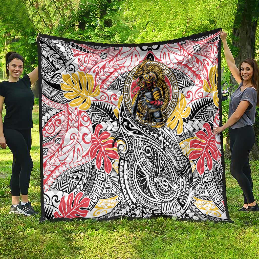 Japanese Samurai Warrior Quilt Colorful Polynesian Tattoo Style LT9 - Polynesian Pride