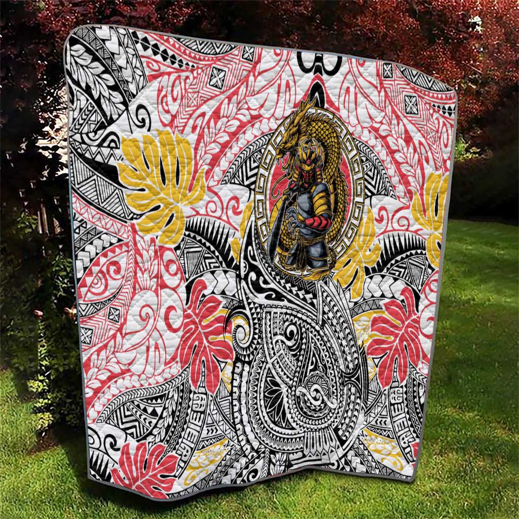 Japanese Samurai Warrior Quilt Colorful Polynesian Tattoo Style LT9 - Polynesian Pride