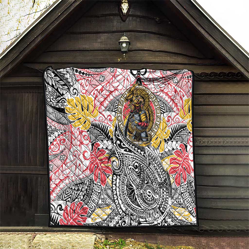 Japanese Samurai Warrior Quilt Colorful Polynesian Tattoo Style LT9 - Polynesian Pride