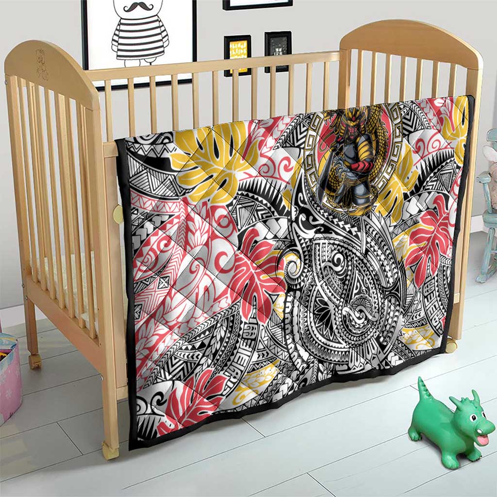 Japanese Samurai Warrior Quilt Colorful Polynesian Tattoo Style LT9 - Polynesian Pride