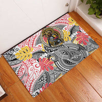 Japanese Samurai Warrior Rubber Doormat Colorful Polynesian Tattoo Style LT9 - Polynesian Pride