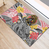 Japanese Samurai Warrior Rubber Doormat Colorful Polynesian Tattoo Style LT9 - Polynesian Pride