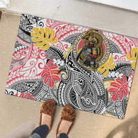 Japanese Samurai Warrior Rubber Doormat Colorful Polynesian Tattoo Style LT9 - Polynesian Pride