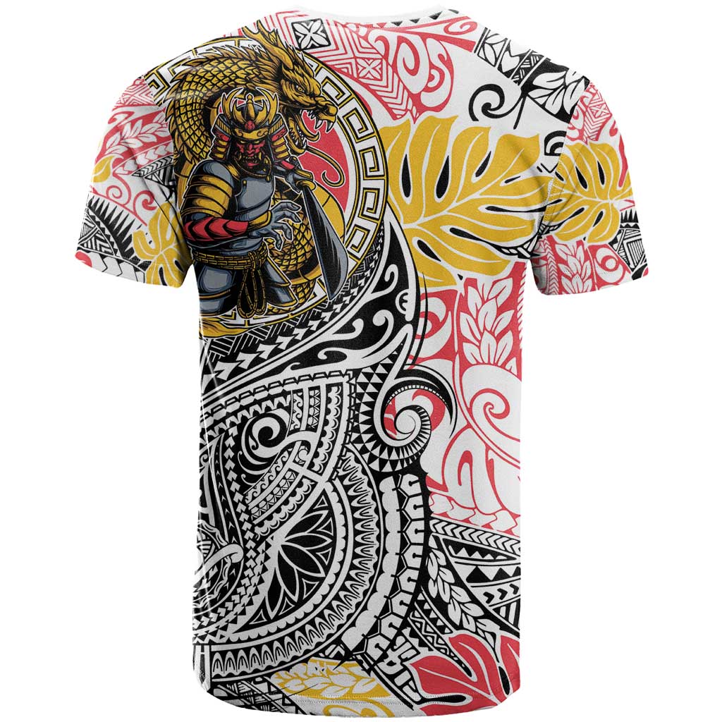 Japanese Samurai Warrior T Shirt Colorful Polynesian Tattoo Style LT9 - Polynesian Pride
