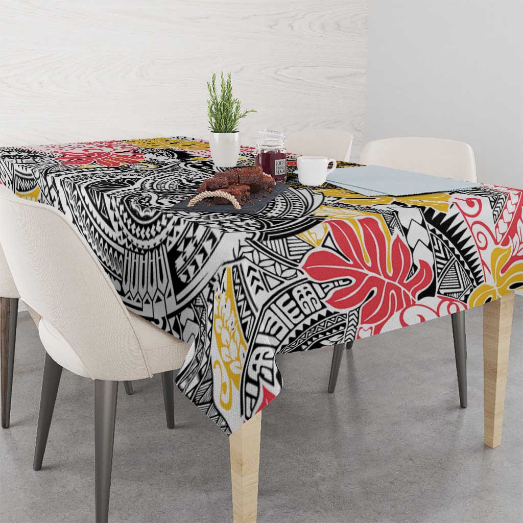 Japanese Samurai Warrior Tablecloth Colorful Polynesian Tattoo Style