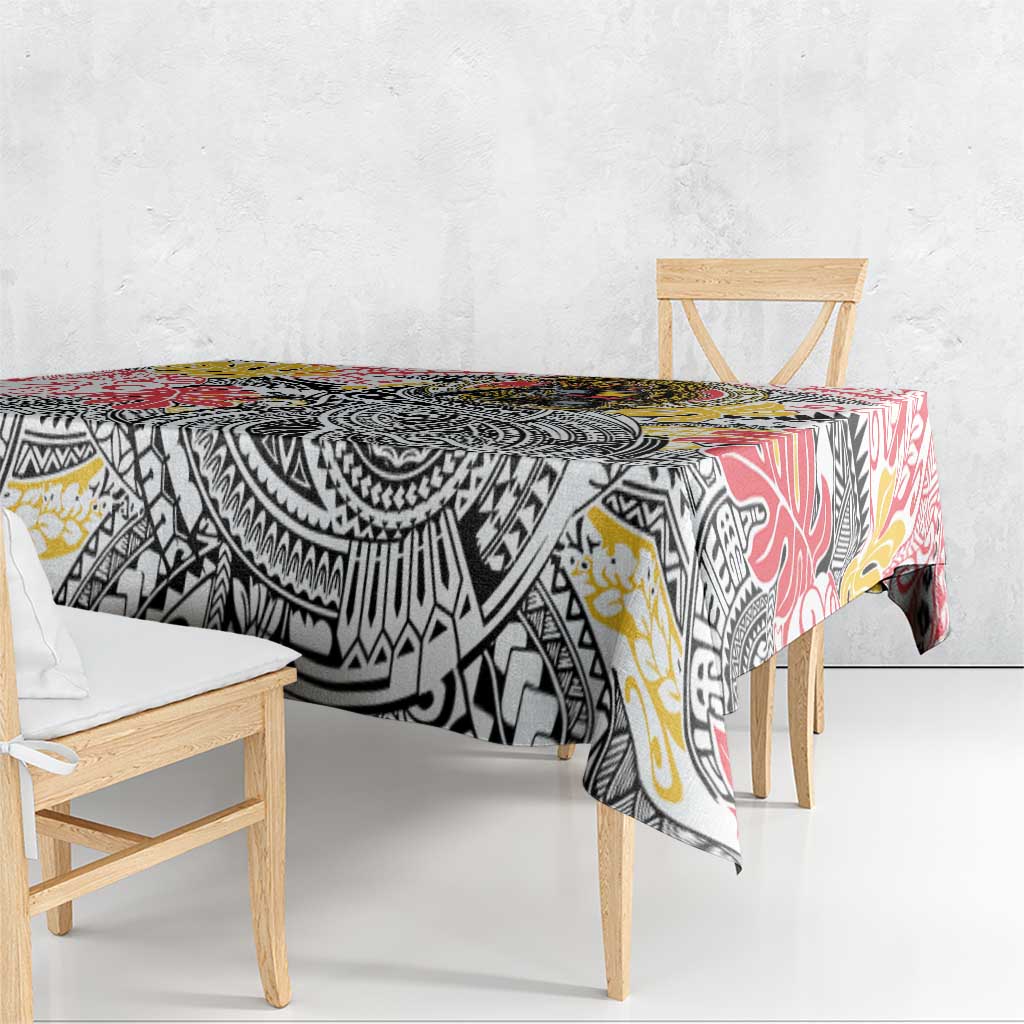 Japanese Samurai Warrior Tablecloth Colorful Polynesian Tattoo Style