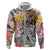 Japanese Samurai Warrior Zip Hoodie Colorful Polynesian Tattoo Style