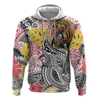 Japanese Samurai Warrior Zip Hoodie Colorful Polynesian Tattoo Style LT9 Pullover Hoodie White - Polynesian Pride