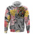 Japanese Samurai Warrior Zip Hoodie Colorful Polynesian Tattoo Style