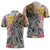 Japanese Samurai Warrior Zipper Polo Shirt Colorful Polynesian Tattoo Style - Polynesian Pride