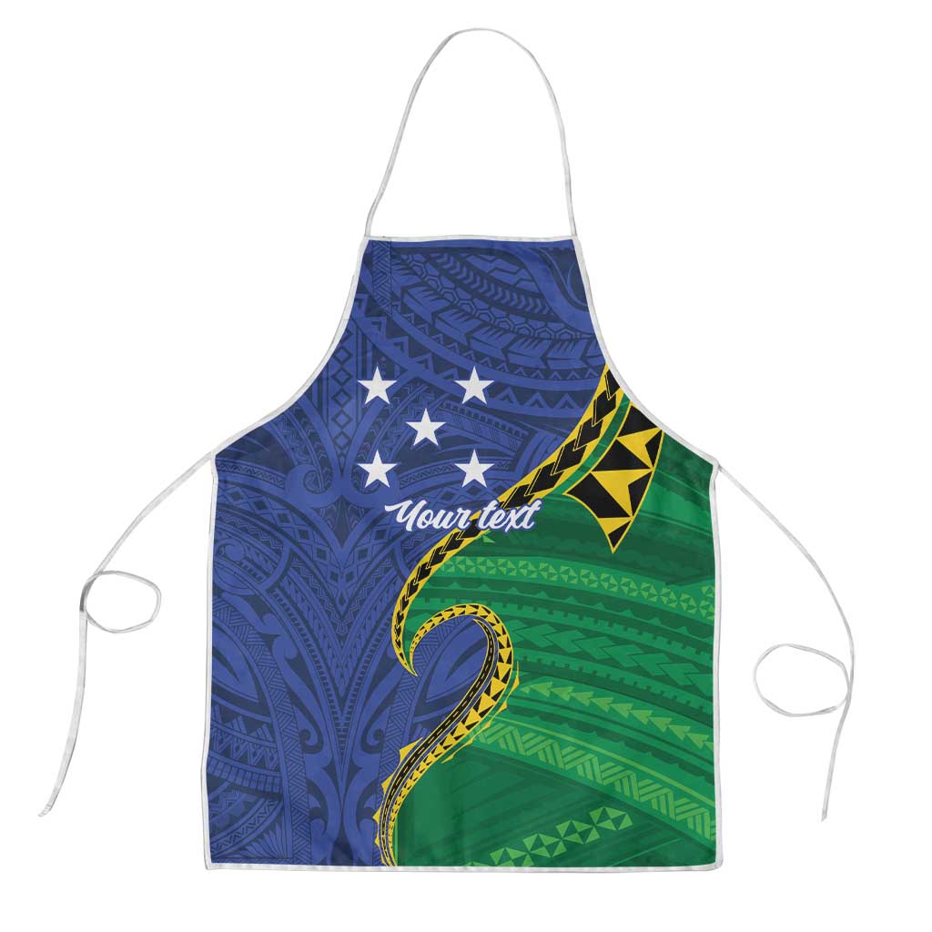 Solomon Islands Independence Day 1978 Personalised Apron Polynesian Pattern with Flag Style - Polynesian Pride