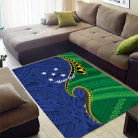 Solomon Islands Independence Day 1978 Personalised Area Rug Polynesian Pattern with Flag Style