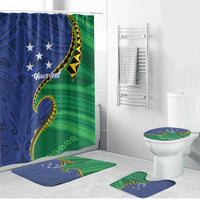 Solomon Islands Independence Day 1978 Personalised Bathroom Set Polynesian Pattern with Flag Style - Polynesian Pride