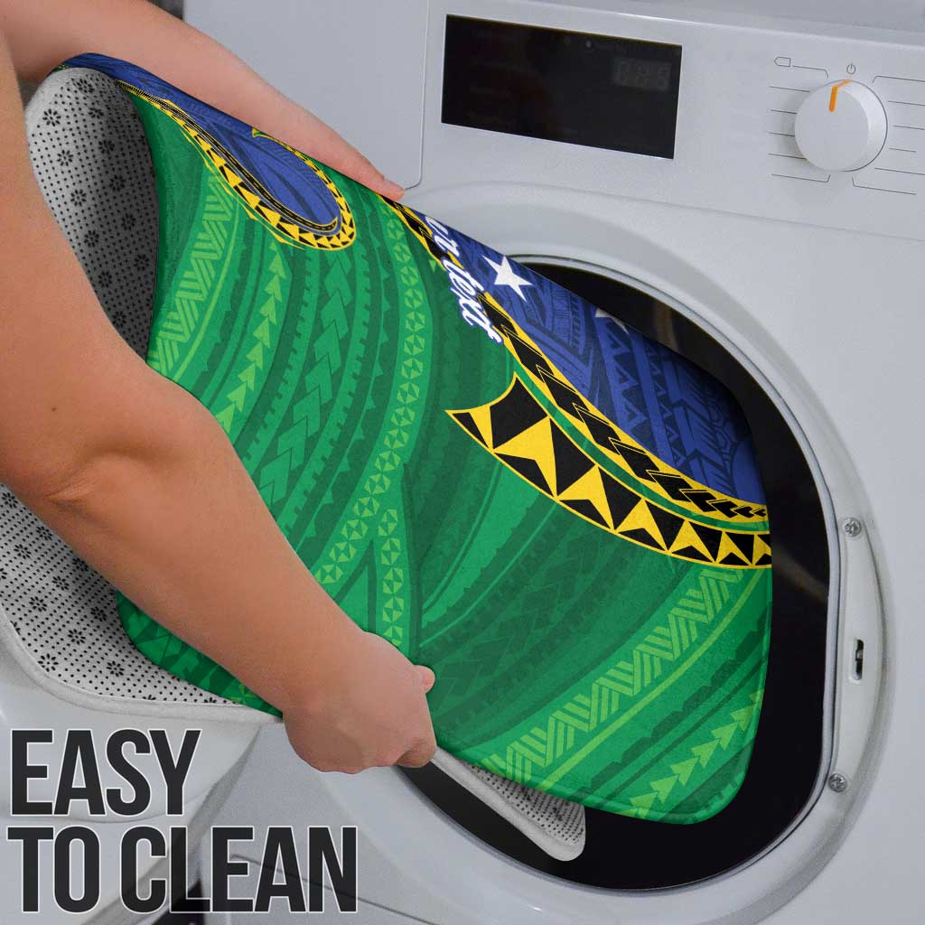 Solomon Islands Independence Day 1978 Personalised Bathroom Set Polynesian Pattern with Flag Style - Polynesian Pride