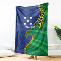 Solomon Islands Independence Day 1978 Personalised Blanket Polynesian Pattern with Flag Style