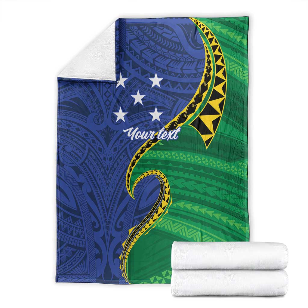 Solomon Islands Independence Day 1978 Personalised Blanket Polynesian Pattern with Flag Style