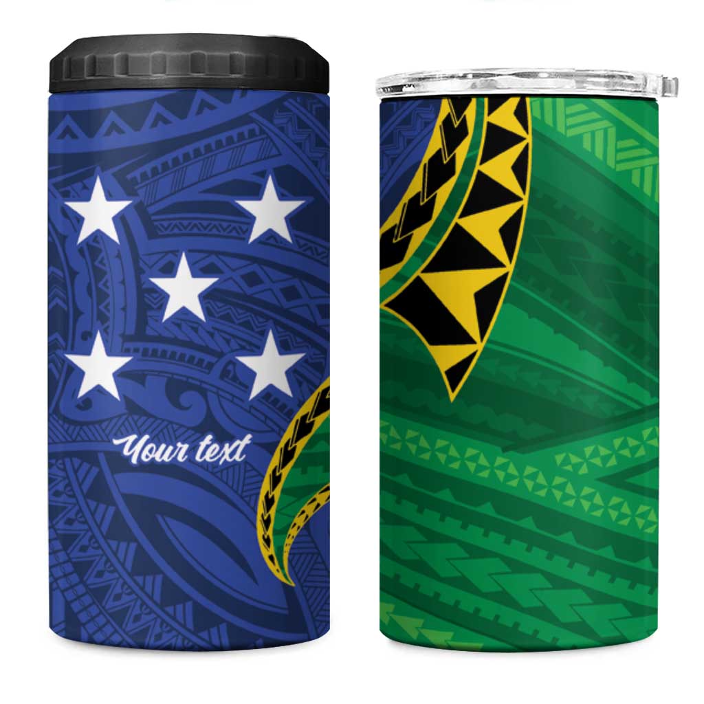 Solomon Islands Independence Day 1978 Personalised 4 in 1 Can Cooler Tumbler Polynesian Pattern with Flag Style
