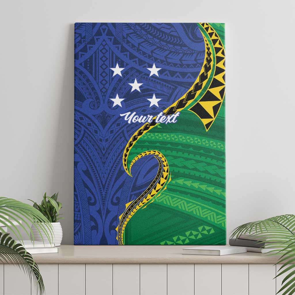 Solomon Islands Independence Day 1978 Personalised Canvas Wall Art Polynesian Pattern with Flag Style