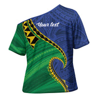 Solomon Islands Independence Day 1978 Personalised Cross Shoulder Shirt Polynesian Pattern with Flag Style - Polynesian Pride