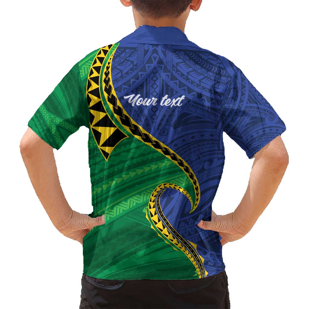 Solomon Islands Independence Day 1978 Personalised Family Matching Long Sleeve Bodycon Dress and Hawaiian Shirt Polynesian Pattern with Flag Style