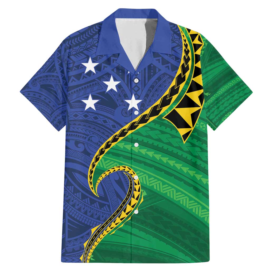 Solomon Islands Independence Day 1978 Personalised Family Matching Mermaid Dress and Hawaiian Shirt Polynesian Pattern with Flag Style