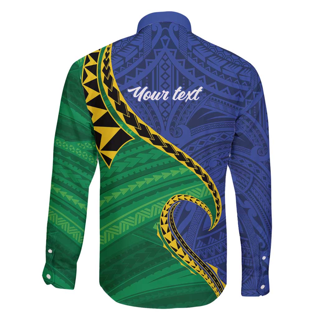 Solomon Islands Independence Day 1978 Personalised Family Matching Short Sleeve Bodycon Dress and Hawaiian Shirt Polynesian Pattern with Flag Style