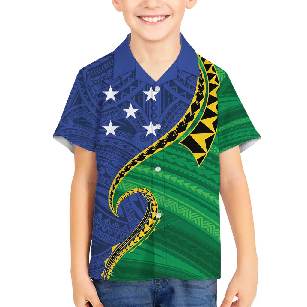 Solomon Islands Independence Day 1978 Personalised Family Matching Summer Maxi Dress and Hawaiian Shirt Polynesian Pattern with Flag Style