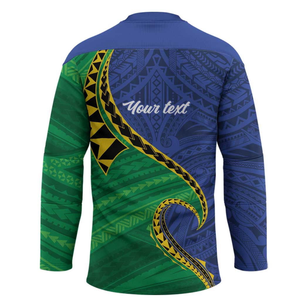 Solomon Islands Independence Day 1978 Personalised Hockey Jersey Polynesian Pattern with Flag Style - Polynesian Pride