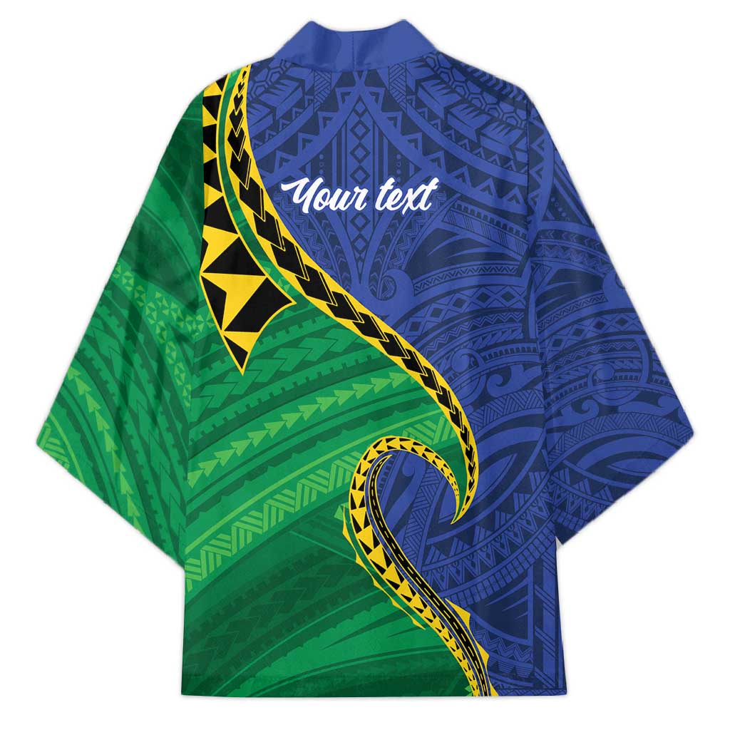 Solomon Islands Independence Day 1978 Personalised Kimono Polynesian Pattern with Flag Style - Polynesian Pride