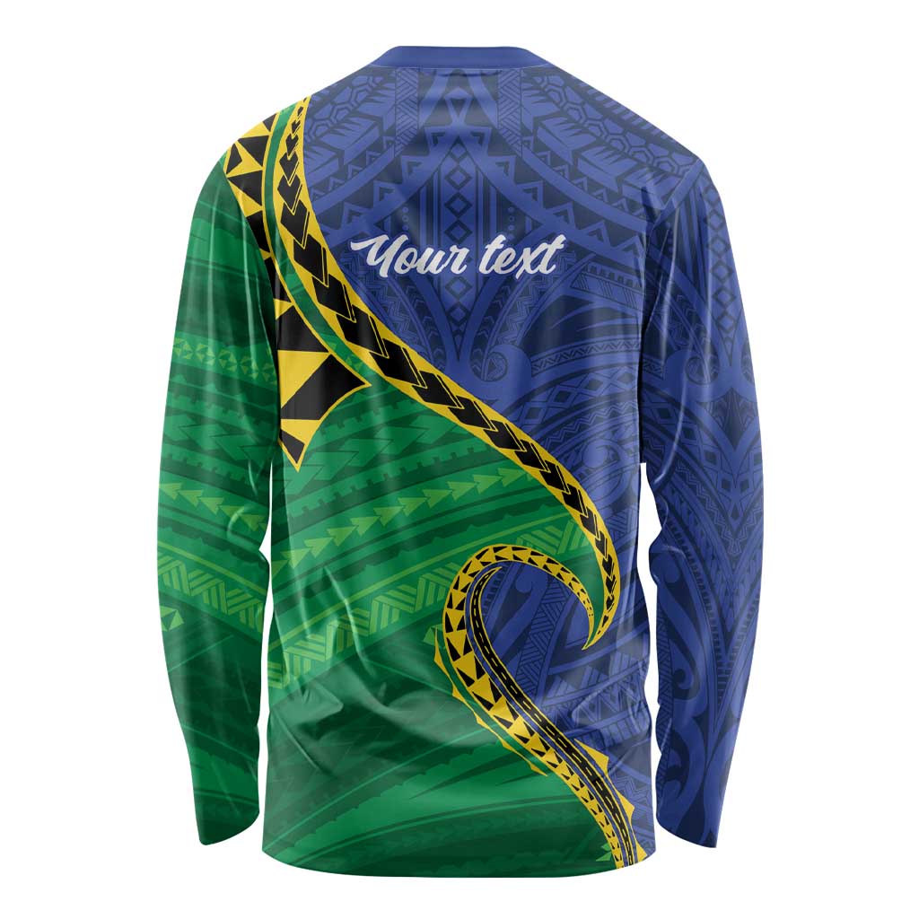 Solomon Islands Independence Day 1978 Personalised Long Sleeve Shirt Polynesian Pattern with Flag Style