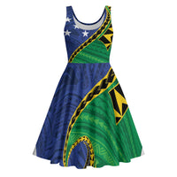 Solomon Islands Independence Day 1978 Personalised Midi Dress Polynesian Pattern with Flag Style - Polynesian Pride