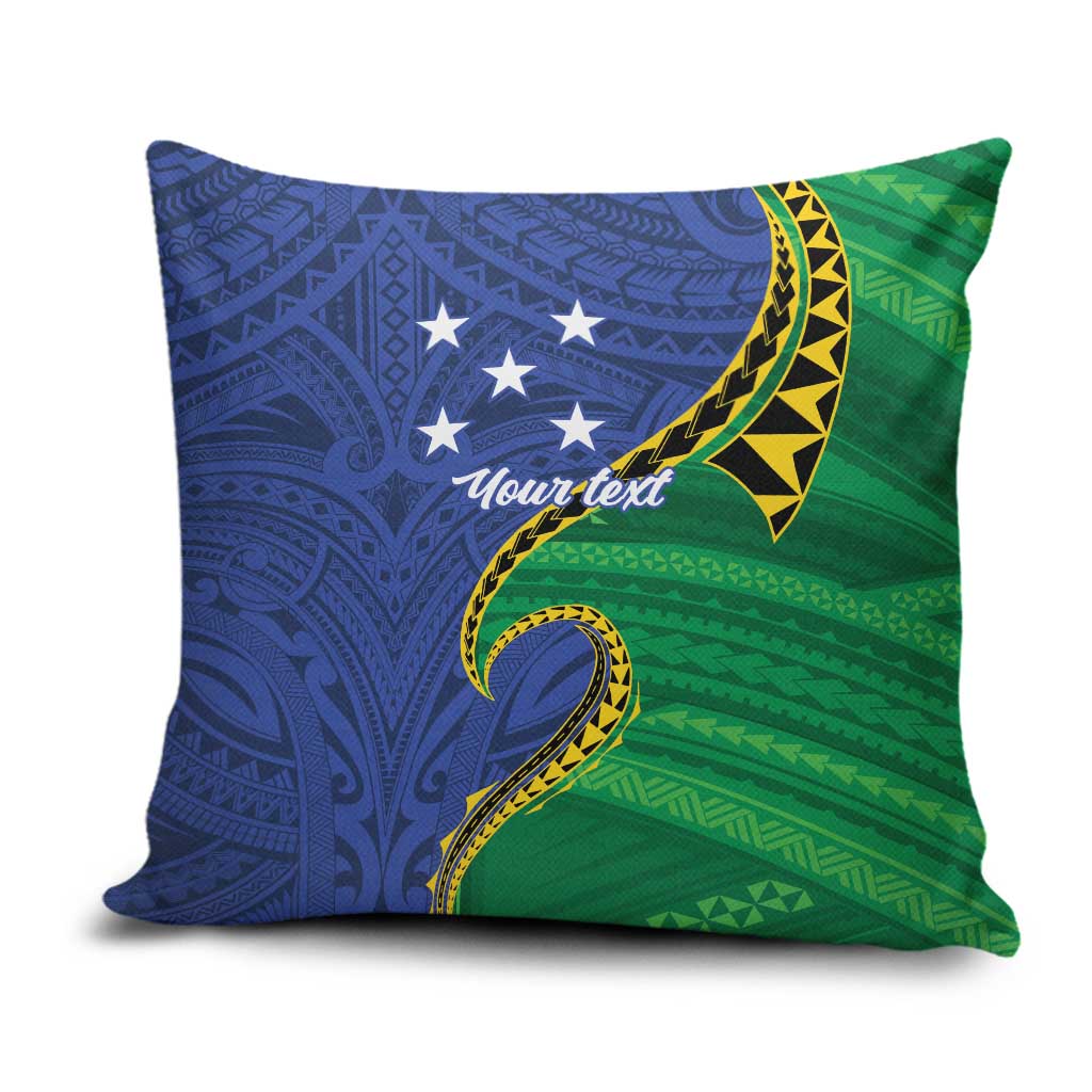 Solomon Islands Independence Day 1978 Personalised Pillow Cover Polynesian Pattern with Flag Style - Polynesian Pride