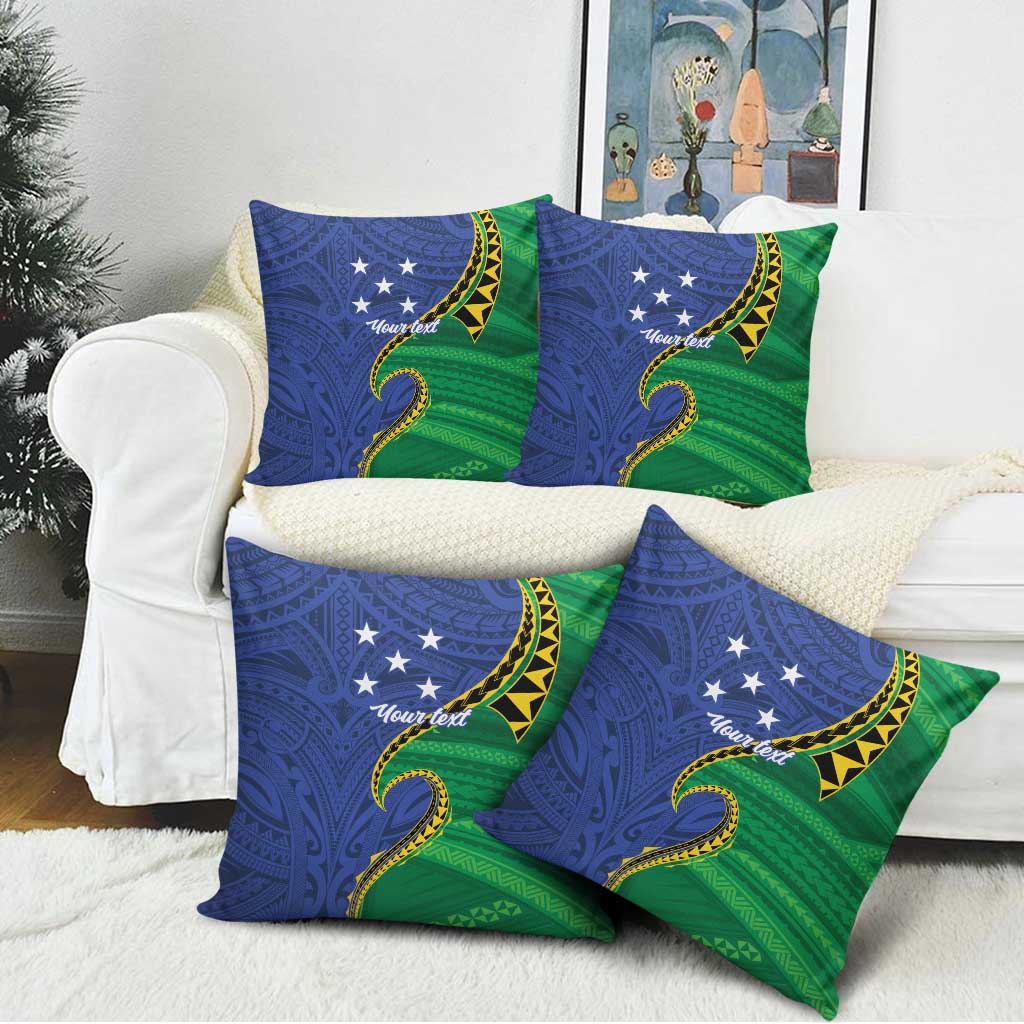 Solomon Islands Independence Day 1978 Personalised Pillow Cover Polynesian Pattern with Flag Style - Polynesian Pride