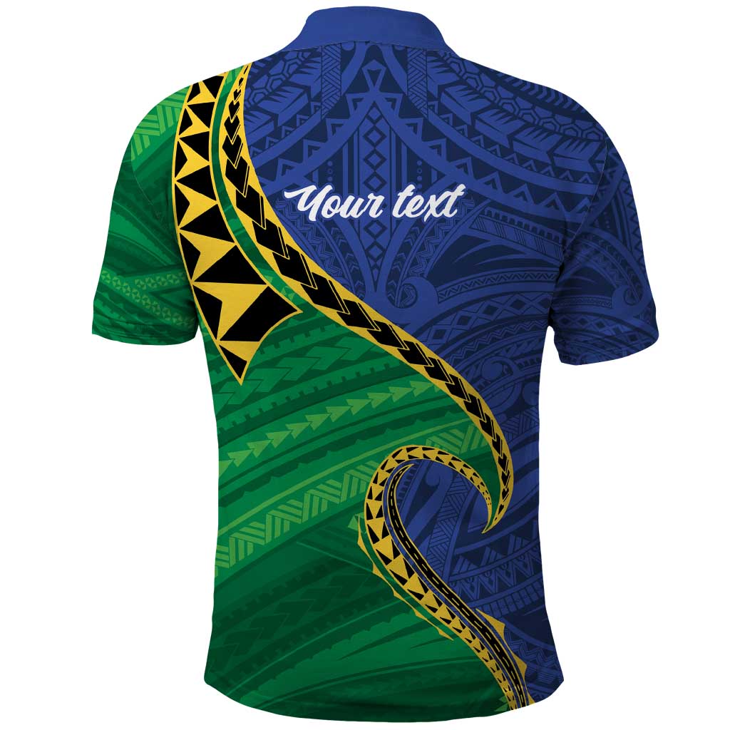 Solomon Islands Independence Day 1978 Personalised Polo Shirt Polynesian Pattern with Flag Style