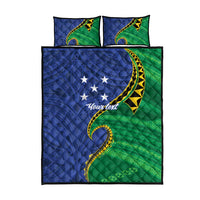 Solomon Islands Independence Day 1978 Personalised Quilt Bed Set Polynesian Pattern with Flag Style