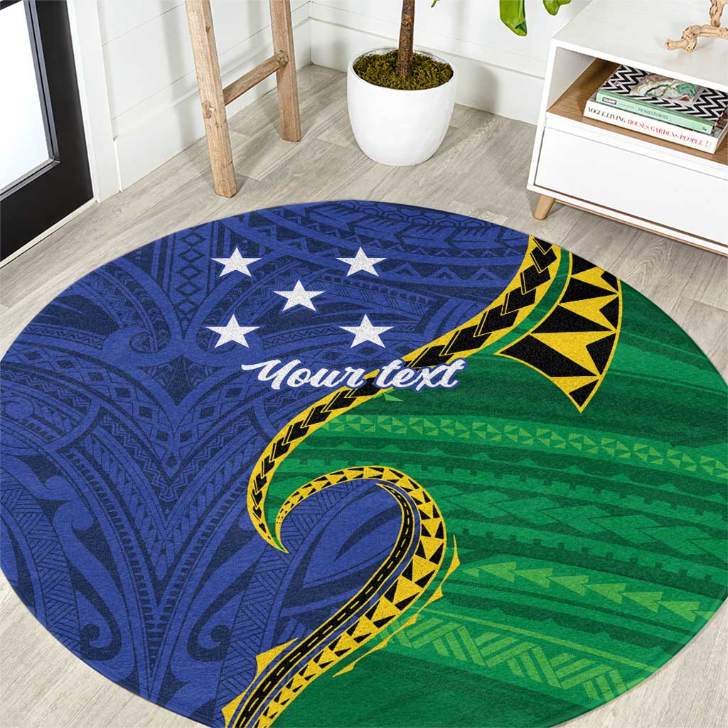 Solomon Islands Independence Day 1978 Personalised Round Carpet Polynesian Pattern with Flag Style